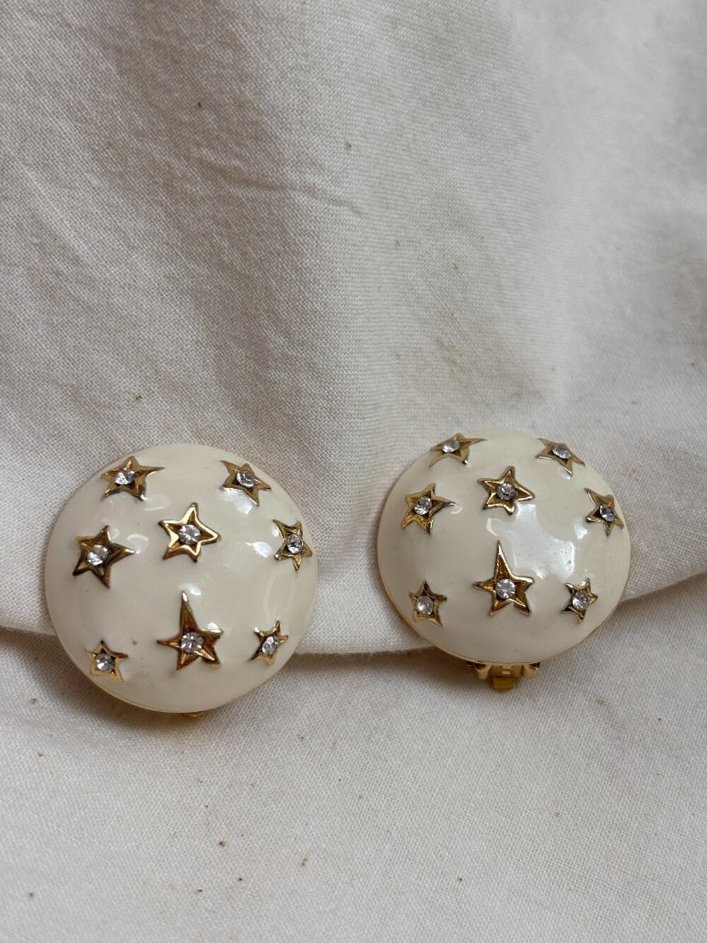 Incredible Vtg Domed Celestial Star Clip-On Earrings